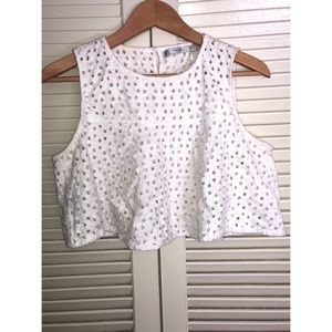 White lace crop top